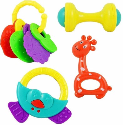 ARNIYAVALA Mixed Attractive Lovely Colourful Non Toxic Rattles for Babies, Toddlers, Infants, Child & Kids Rattle Set (4 Pcs Set) Rattle(Multicolor)