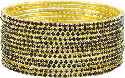 Zulka Get Your Traditions Metal Gold-plated Bangle Set(Pack of 12)