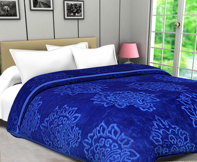 NK Handloom Printed Single Thermal Blanket for  AC Room(Microfiber, Blue)