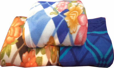 Comfytouch Printed Single Fleece Blanket for  AC Room(Polyester, Brown, Blue)