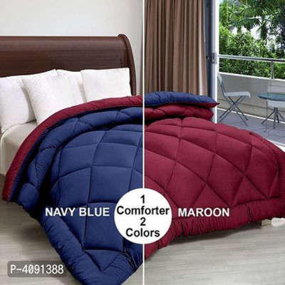 SIE STORE Solid Double Comforter for  Mild Winter(Microfiber, Maroon & Navy Blue)