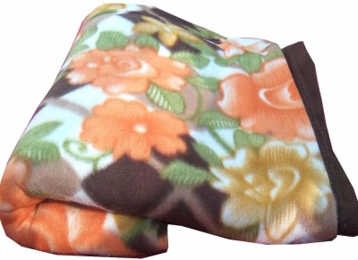 Unique Style Printed Single Fleece Blanket for  Mild Winter(Microfiber, Brown, Orange)