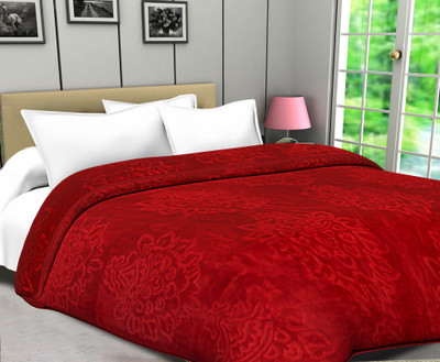 NK Handloom Printed Double Mink Blanket for  Mild Winter(Microfiber, Red)