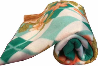 Comfytouch Printed Double Fleece Blanket for  AC Room(Polyester, Green)