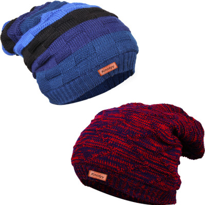 Knotyy Solid Beanie Cap(Pack of 2)