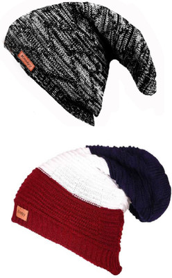Knotyy Solid Beanie Cap(Pack of 2)