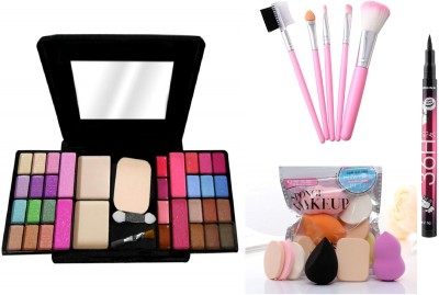 MY TYA Ultimate Makeup Kit + Puffs + Makeup Brushes + Eye Liner Black(4 Items in the set)