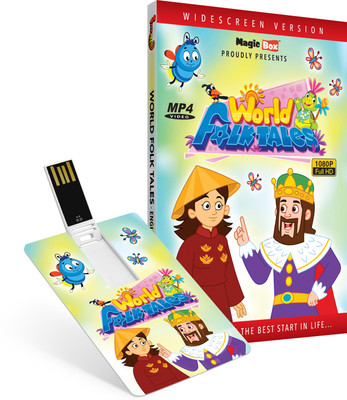 Inkmeo Movie Card - World Folk Tales - English - Animated Moral Stories - 8GB USB Memory Stick - High Definition(HD) MP4 Video(USB Memory Stick)
