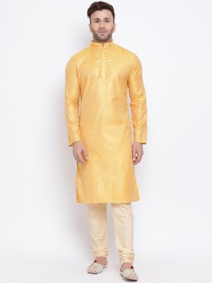 Namaskar Men Self Design Ethnic Dress Kurta(Yellow)