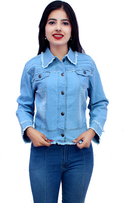 SAF creations Full Sleeve Self Design Women Denim Jacket