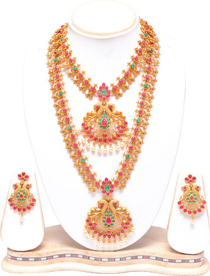 Ethnicking Alloy Gold-plated Multicolor Jewellery Set(Pack of 1)