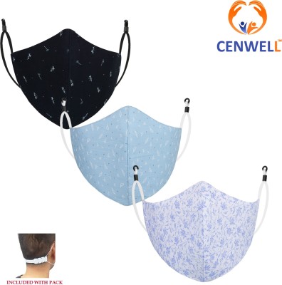 CENWELL 3 Pcs Pure Cotton Mask Nose Clip Reusable Fabric N95 Mask for Women ,Men ,Girls DESIGNER FACE MASK C Reusable, Washable Cloth Mask With Melt Blown Fabric Layer(Multicolor, L, Pack of 3)