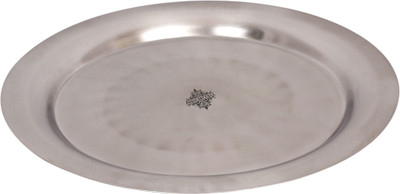 IndianArtVilla Plain Steel Round Plate Tray, Serveware & Dinnerware, 13'' Inch, Silver Tray(Tray)