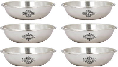 IndianArtVilla Silver Plated Matt Finish Rice Plate, Dinnerware , Diameter 4.1