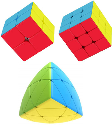 Authfort CuberSpeed Qiyi Mastermorphix 3X3 , 2X2 stickerless Cube Combo pack of ( 3 pieces )(3 Pieces)
