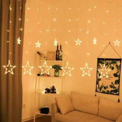 spark world 138 LEDs 3.51 m Yellow Color Changing, Flickering, Steady Star Rice Lights(Pack of 2)