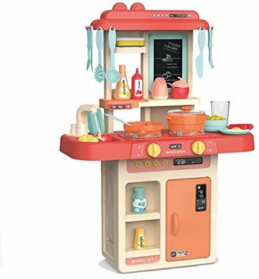CountryLink Kids 36-Piece Kitchen Playset, with Realistic Lights & Sounds, Play Sink with Running Water,Dessert Shelf Toy & Kitchen Accessories Set for 4 Year Old Girls