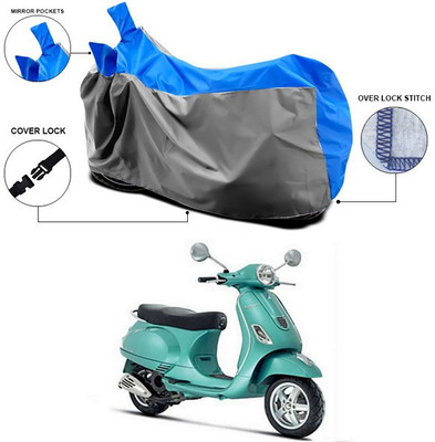 ANTHUB Waterproof Two Wheeler Cover for Vespa(ZX 125, Blue, Grey)