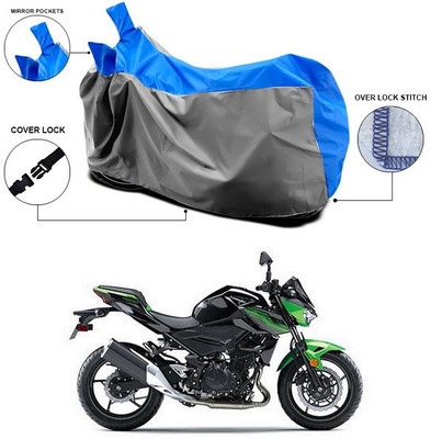 ANTHUB Waterproof Two Wheeler Cover for Kawasaki(Blue, Grey)