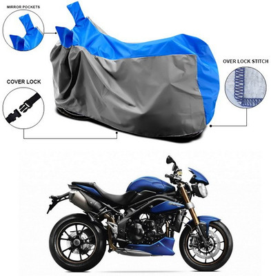 ANTHUB Waterproof Two Wheeler Cover for Triumph(Blue, Grey)