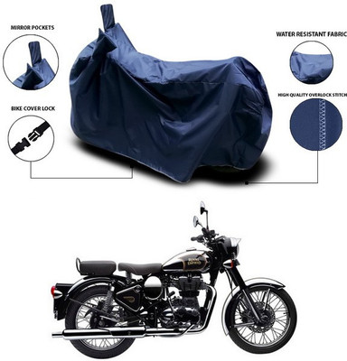 SEBONGO Waterproof Two Wheeler Cover for Royal Enfield(Classic Chrome, Blue)