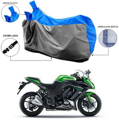 ANTHUB Waterproof Two Wheeler Cover for Kawasaki(Ninja, Blue, Grey)