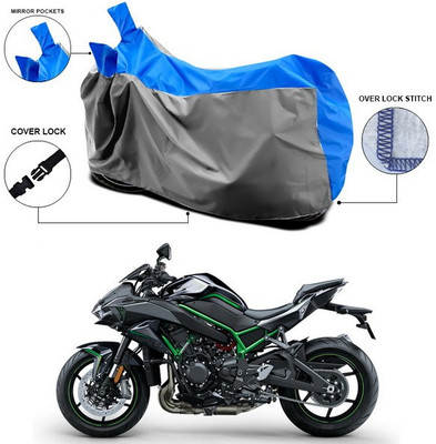 ANTHUB Waterproof Two Wheeler Cover for Kawasaki(Blue, Grey)