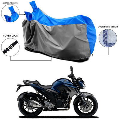 ANTHUB Waterproof Two Wheeler Cover for Yamaha(FZ-S FI, Blue, Grey)