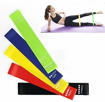 uRock Resistance Bands Set Of 5, 12-inch Workout Loop Bands Yoga Resistance Tube Resistance Tube(Black, Green, Blue, Red, Yellow)