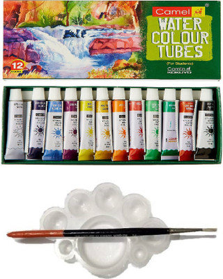 Camlin Kokuyo Student Water Color Tube - 5ml Each, 12 Shades with Tray and Brush