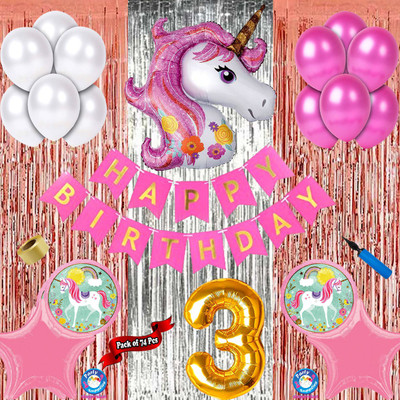 Shopperskart 3rd Happy birthday Unicron theme combo kit pack for party decorations(Set of 74)