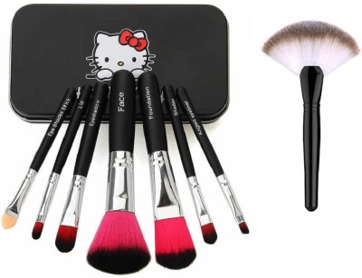 JOTKAPARKASH slim fan brush makeup blush face with Black 7 pcs Brush makeup(Pack of 8)