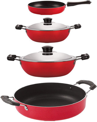 NIRLON FP11_DKD(M)_DKD(B)_CS24 Non-Stick Coated Cookware Set(PTFE (Non-stick), Aluminium, 4 - Piece)