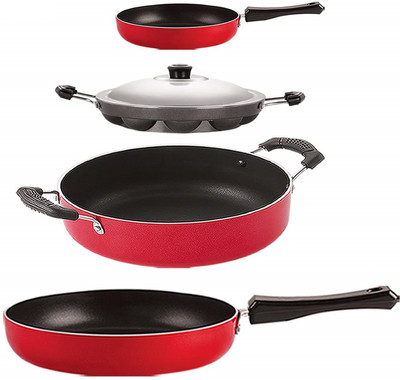 NIRLON FP11_FP13_AP12_CS24 Non-Stick Coated Cookware Set(PTFE (Non-stick), Aluminium, 4 - Piece)