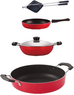 NIRLON FP11_DKD(M)_HT_CS24 Non-Stick Coated Cookware Set(PTFE (Non-stick), Aluminium, 4 - Piece)