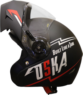 Steelbird SB-45 Flip-Up Helmet with Reflective Graphics and Clear Visor Motorbike Helmet(Matt Black with Plain Visor)