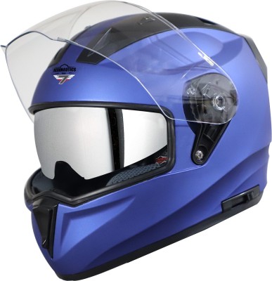 Steelbird 7Wings SA-1 Double Visor Full Face Helmet with Inner Silver Sun Shield Motorbike Helmet(Matt Y.Blue)