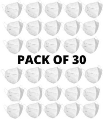 menaso N95 / KN95 Anti Pollution and Anti Viral 5 Layered ( including 2 Meltblown filters ) Protective Face Mask , WHITE SOLID COLOR ( FOR MEN , WOMEN , KIDS ) WSX -Heath+ Mask Respirator Water Resistant, Washable, Reusable N95 mask (Pack of 30) Reusable face mask Anti - Virus and Anti -pollution Br