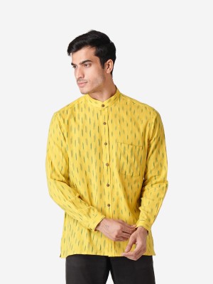 Zois Men Printed Casual Yellow Shirt