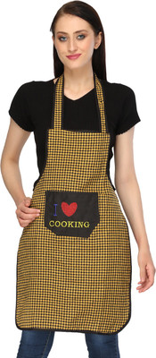 Dakshya Industries Cotton Home Use Apron - Free Size(Yellow, Black, Single Piece)