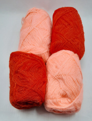 STATIONARY VILLA 3_PLY_KNITTING_WOOL_YARN_PEACH_RED_SET OF 4