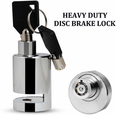 Huims Heavy Duty Disc Brake Lock Anti Theft Stainless Steel for All Bikes Disk_RoundX_1306 Disc Lock(Silver)