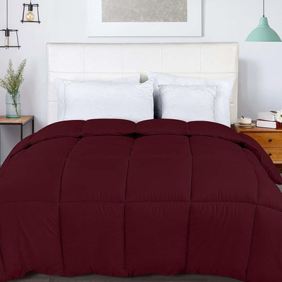 Comfowell Solid Double Comforter for  Heavy Winter(Poly Cotton, Burgundy)