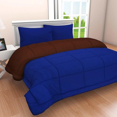 Comfowell Solid Single Comforter for  Mild Winter(Poly Cotton, Brown & Blue)