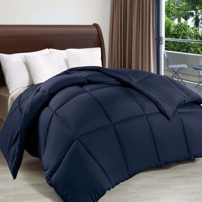 Comfowell Solid Single Comforter for  Heavy Winter(Poly Cotton, Navy Blue)