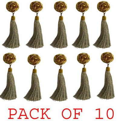 Mass Pro Golden & CREAM Color Tussel Crystal Glass Moti Handmade Button Suitable For Suit Sari Gown Kurtii ETC ( PACK OF 10) Fabric, Metal, Glass, Crystal, Stone Buttons(Pack of 10)