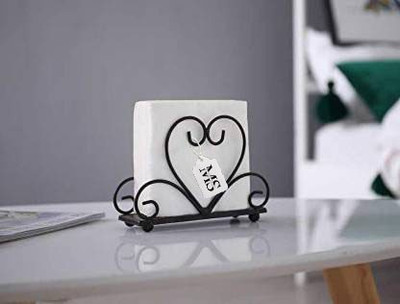 manzees 1 Compartments Wrought Iron Napkin Tissue Holder(Black)
