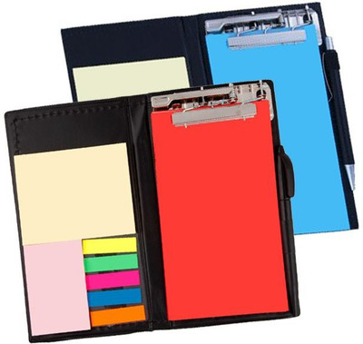 PAPERLLA Memo Blue and cirmson red Note pad Organiser/memo Notebook Holder Booklet Block Notes for Making Check List for Office and Gifting Purpose with Tear Off Sheets with Free Pen (Set of 2) Pocket-size Memo Pad UNRULED 50 Pages(Blue, Red, Pack of 2)