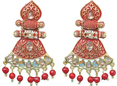 Aadiyatri Gracious Stylish Trendy Traditional Kundan Earrings for Women and Girls Brass Drops & Danglers