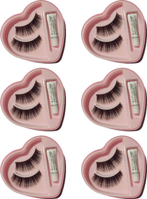 FLAWADY PREMIUM Quality False-Fake Eyelashes With glue(Pack of 6)